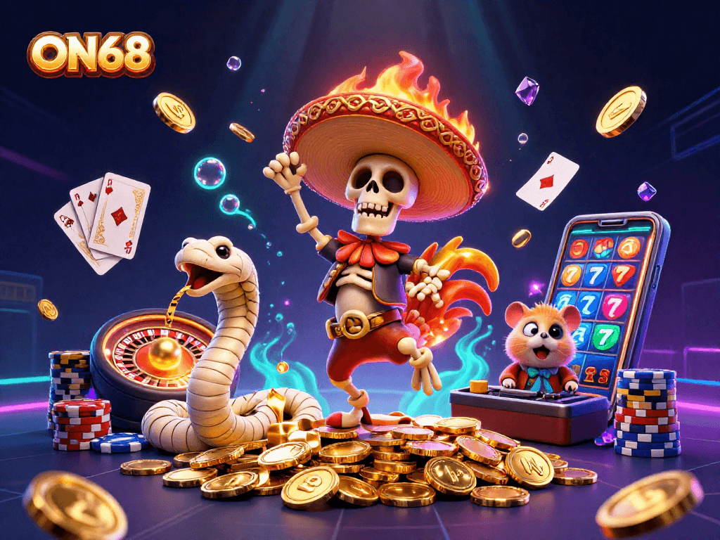 Celebrate big wins at ON68 with a 3D mariachi rooster dancing on coins!