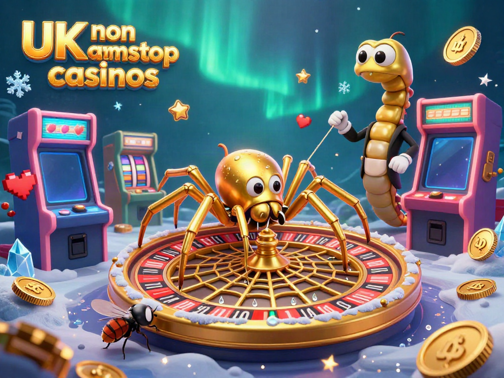 Engage with exciting UK non gamstop casinos through a vibrant 3D casino-themed image featuring a golden spider and dynamic gaming elements.