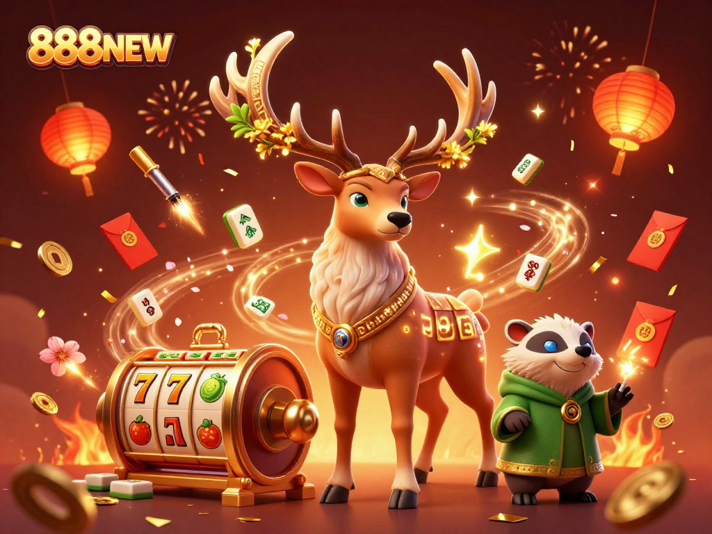 Engage with exciting games at 888NEW, featuring vibrant 3D illustration of a casino scene.