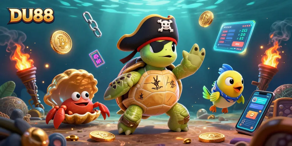 Engage with DU88 players as a pirate turtle and friends dive into thrilling crypto-themed treasure pursuits.