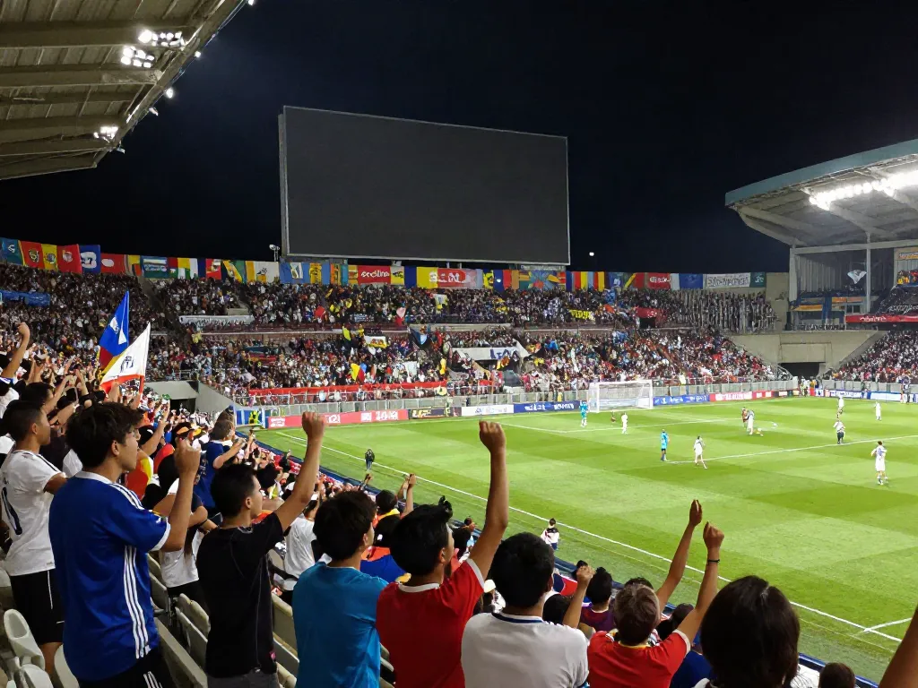 Socolive fans cheering in a vibrant stadium during a thrilling soccer match.