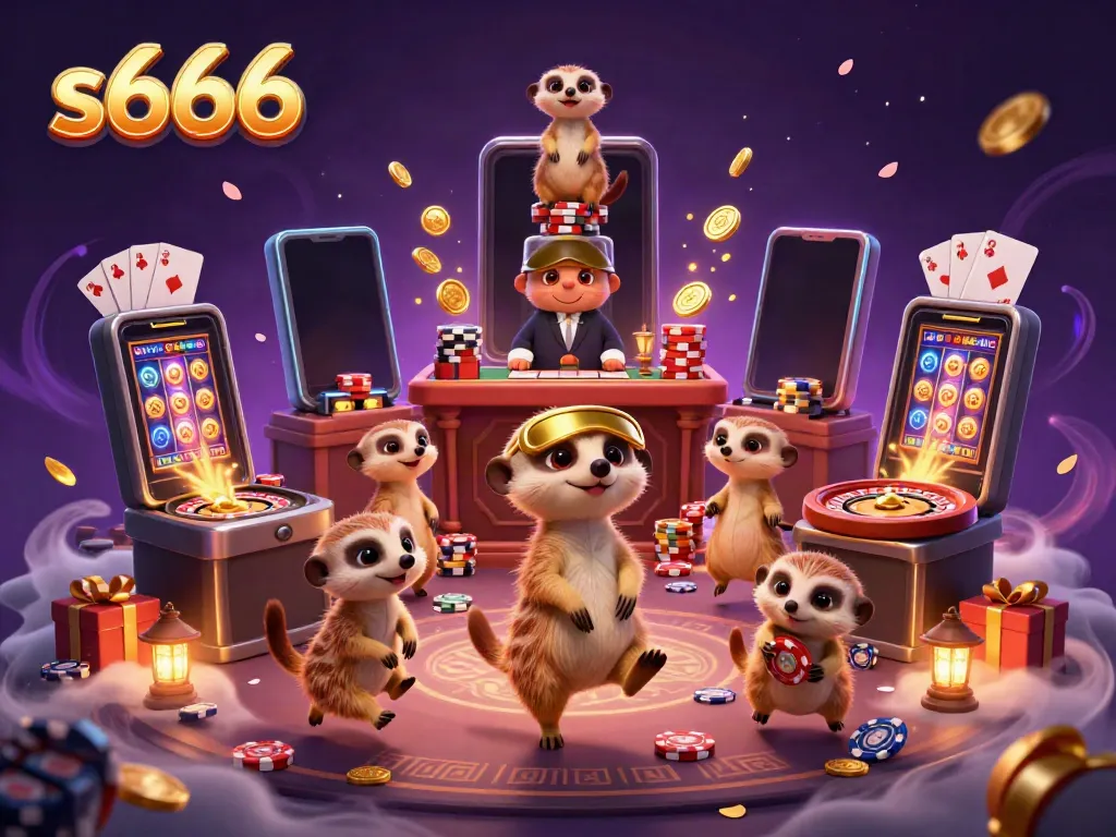 Experience thrilling gameplay at s666 with meerkats managing an exciting casino scene filled with vibrant action.