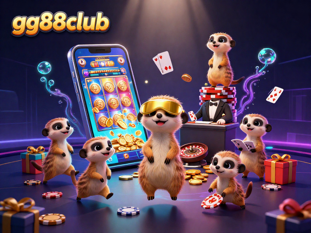 Experience the excitement of gg88club's vibrant casino scene with meerkats and thrilling game elements.
