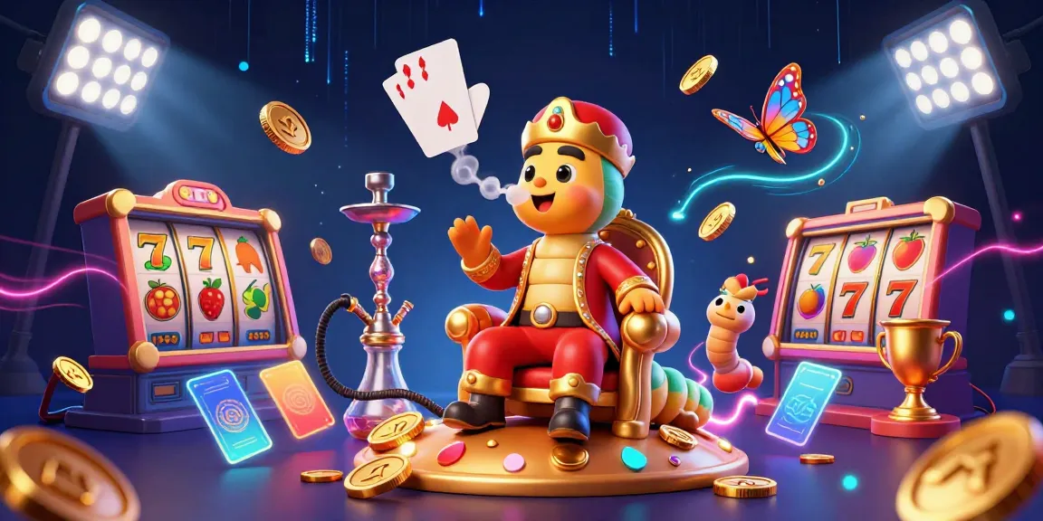 Engage in tai xiu with a vibrant 3D scene featuring a caterpillar master and dynamic gaming symbols.