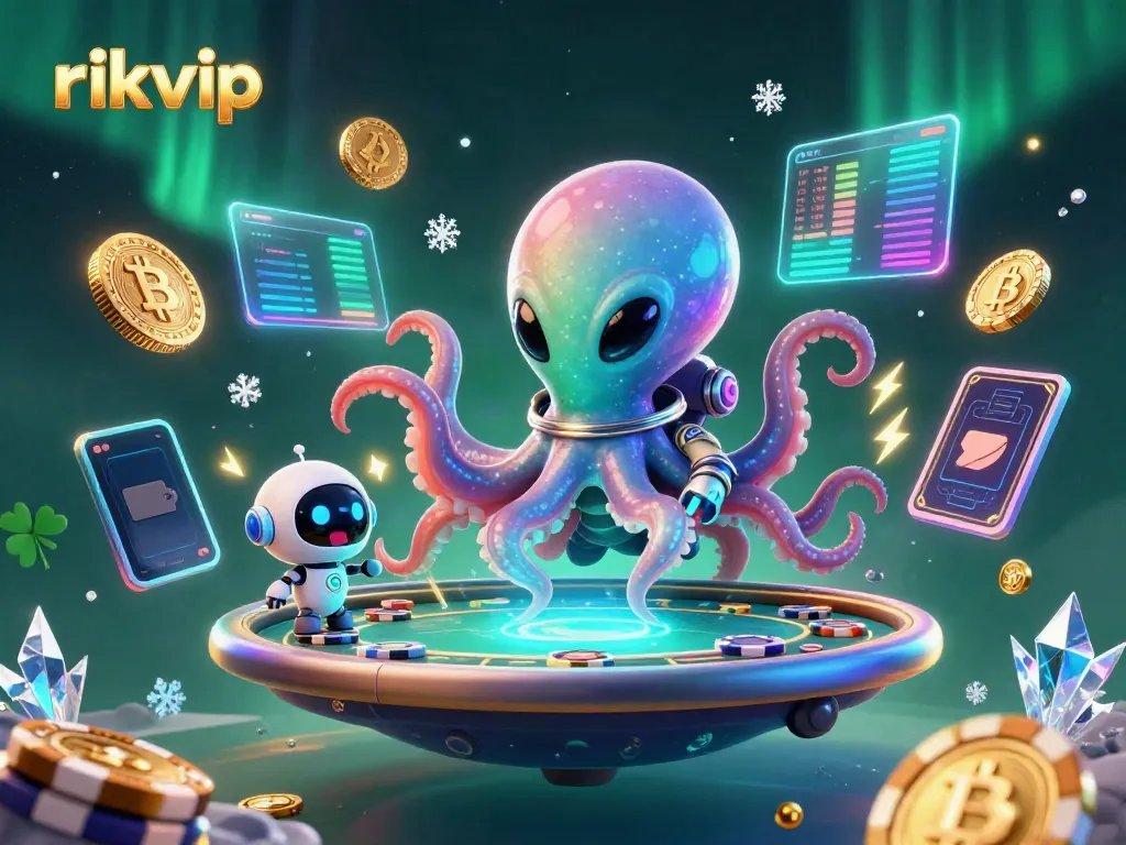 Experience the thrilling possibilities of rikvip as the alien octopus plays poker in a cosmic casino.