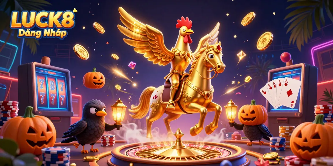 Engage in high-stakes excitement at LUCK8 Đăng Nhập, a dazzling casino scene with golden elements.