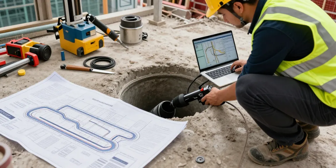 Drainage Surveyors Surrey conducting CCTV camera inspections at construction site