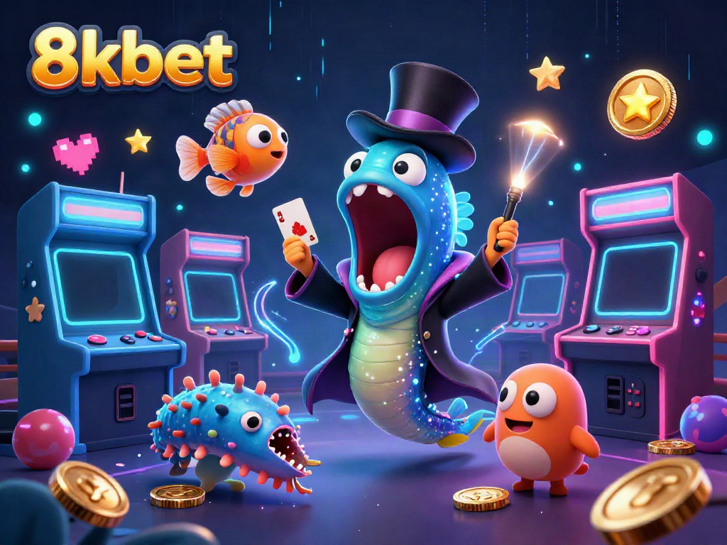 Experience thrilling gaming excitement with 8xbet, featuring a magical scene of sea creatures performing tricks.