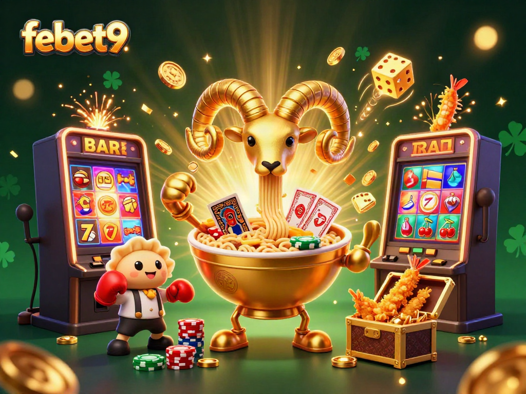 Experience the thrilling atmosphere at febet9 featuring a dynamic casino scene with colorful elements.