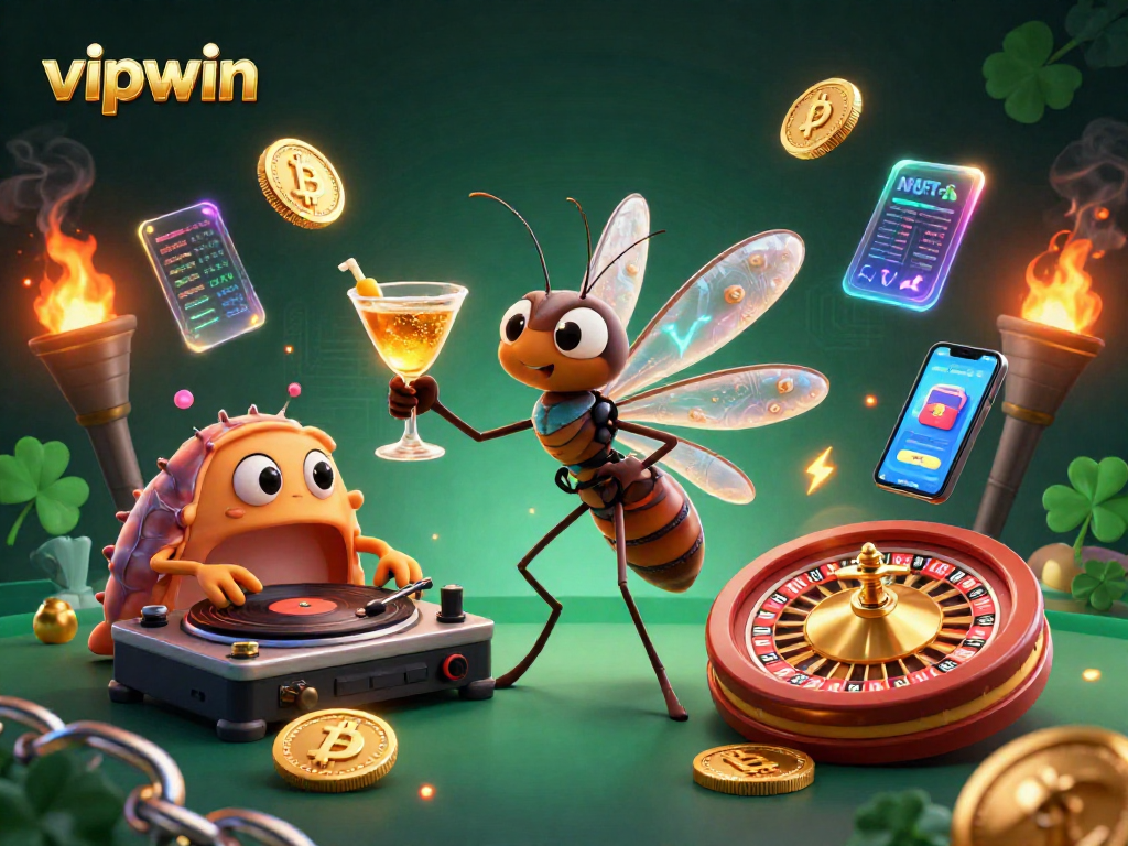 Win big at vipwin with dynamic 3D casino characters amidst a vibrant casino scene.
