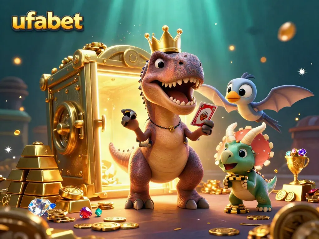 Experience ufabet gaming with lively characters, sparkling treasures, and a dynamic 3D casino scene.