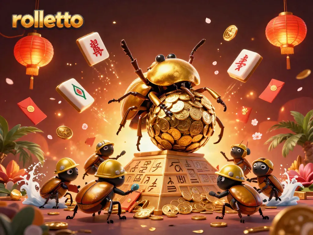 Engage with rolletto's gaming excitement, featuring animated characters and gold-rich casino elements.