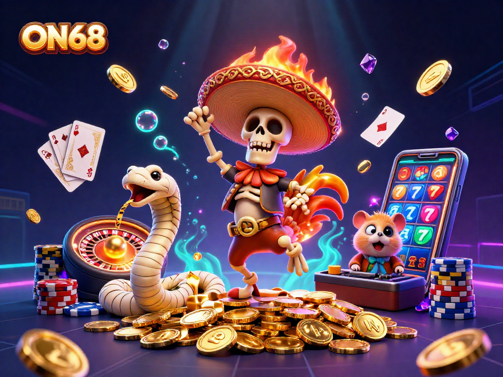 Celebrate big wins at ON68 with a 3D mariachi rooster dancing on coins!