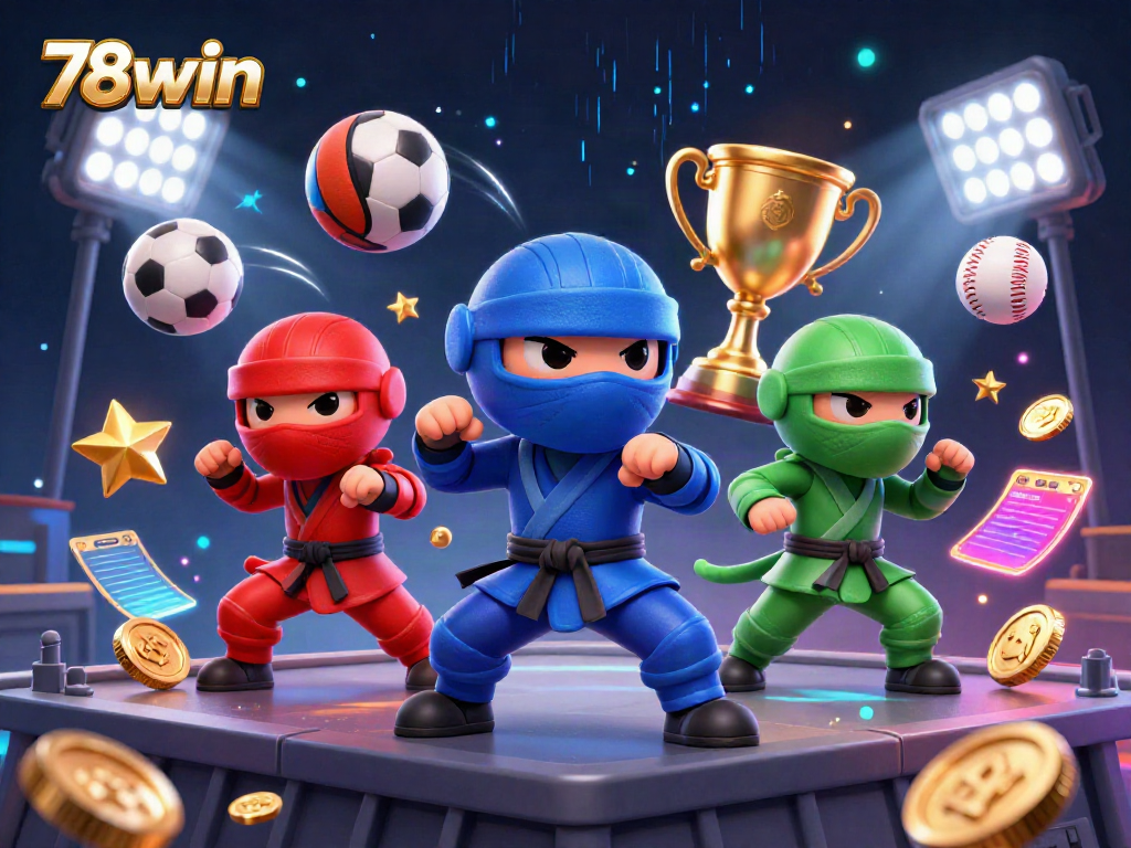 Experience thrilling action in 78win's vibrant 3D casino scene with dynamic sports elements.