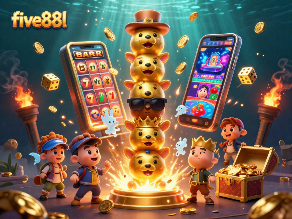Engage in thrilling gameplay at five88l with dynamic casino elements and vibrant totem art.