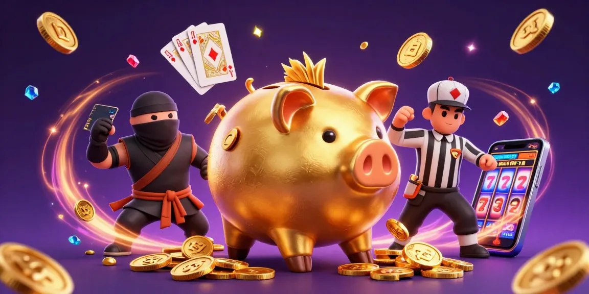 Engage with the sunwin golden piggy bank sumo wrestler amid a dynamic casino scene.