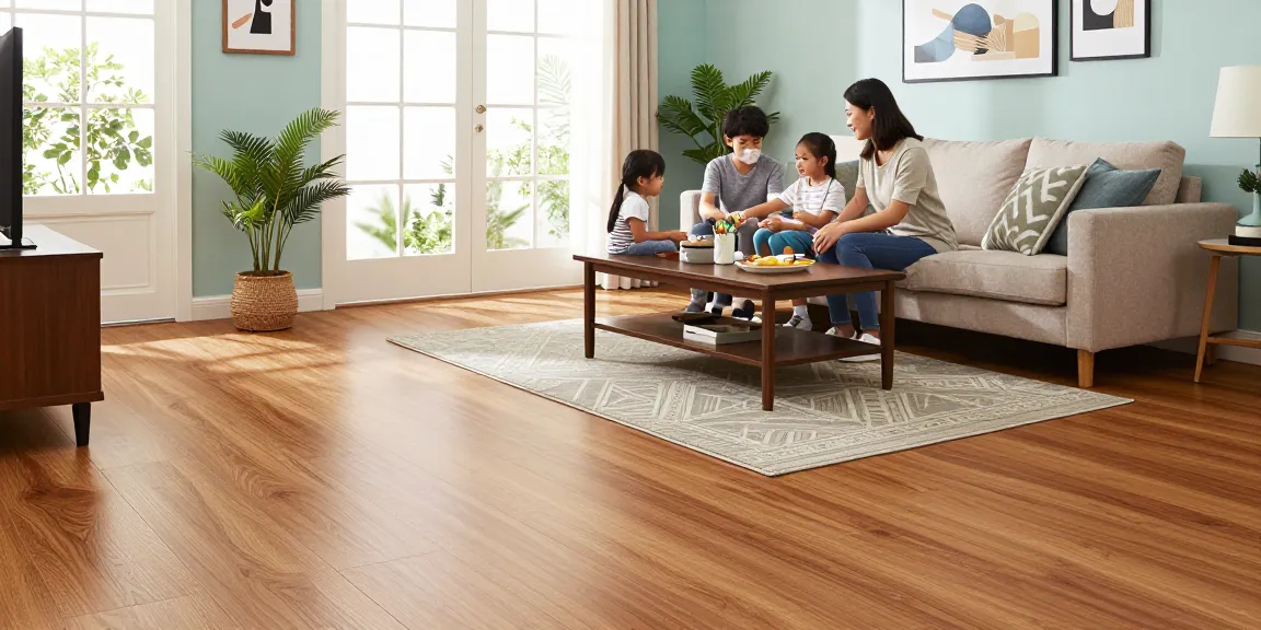 Cozy living room with high quality flooring choices showcasing laminate and engineered wood finishes