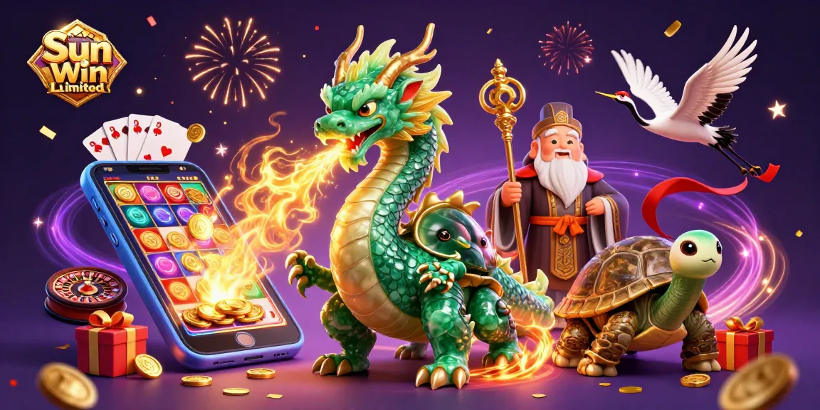 Engage with thrilling games at Sun Win Limited featuring a dynamic 3D casino illustration.