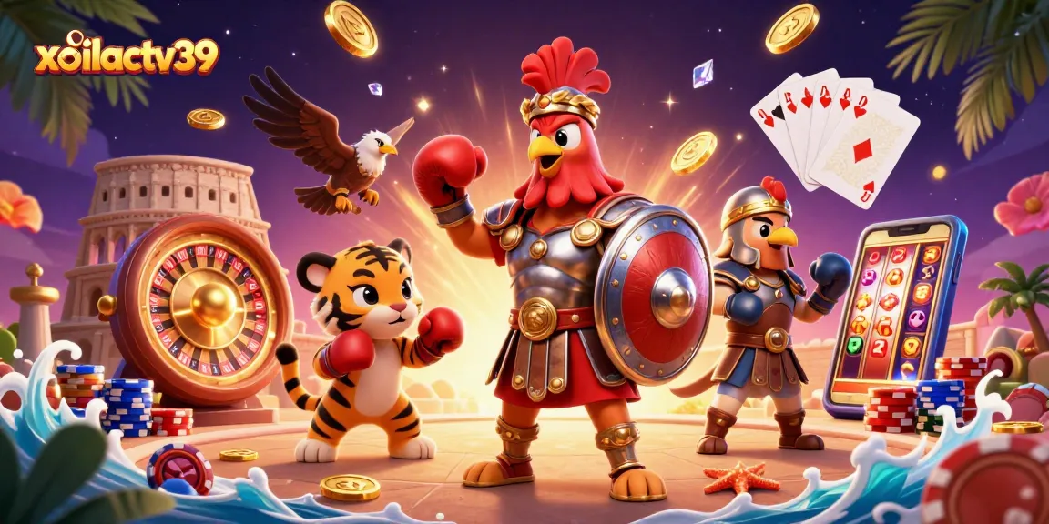 Engage in thrilling action with xoilactv39 in this vibrant 3D casino scene full of excitement.