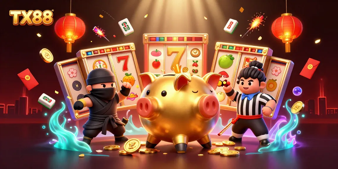 Engage with TX88 gaming excitement featuring vibrant casino action and dynamic characters.