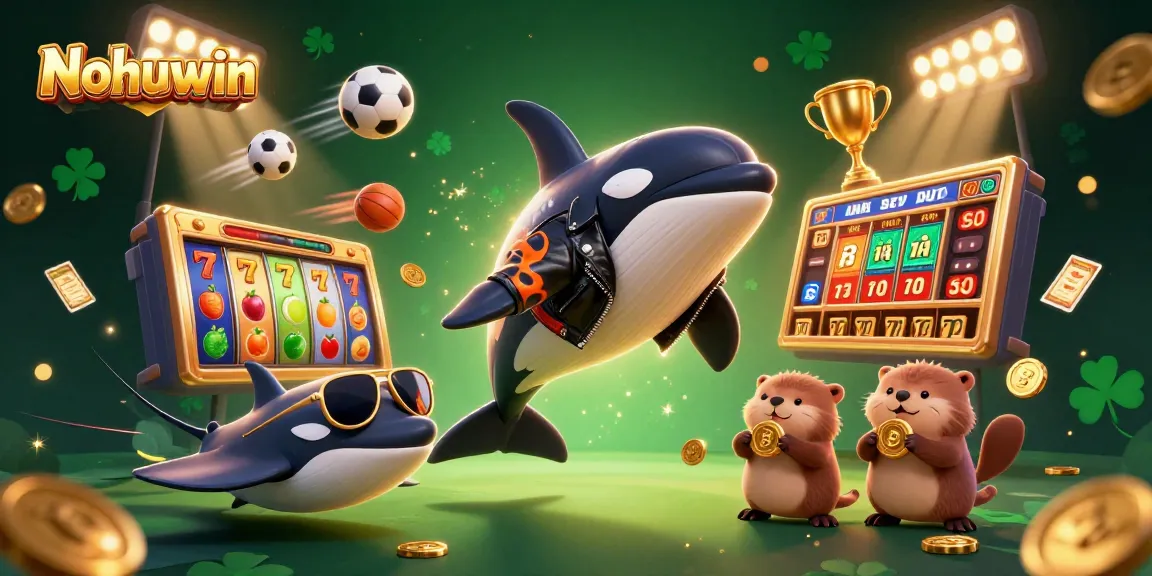 Nohuwin showcases an ultra-detailed casino scene with animated characters and dynamic gaming elements.