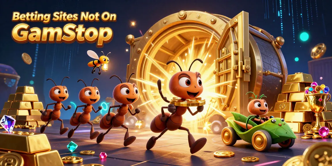 Explore Betting Sites Not On GamStop for thrilling wins with golden poker chips and vibrant casino elements.