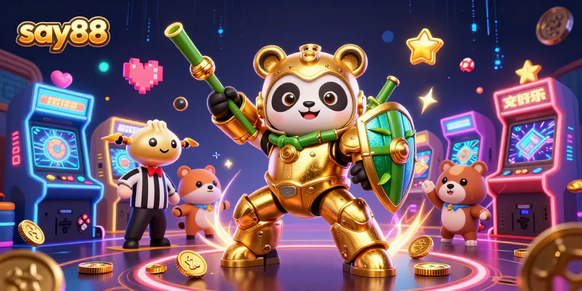 Experience thrilling games with say88 in a vibrant 3D casino scene packed with action and color.
