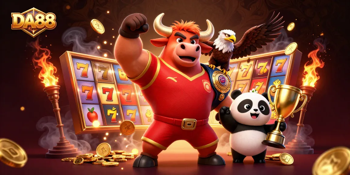 Experience thrilling slots at DA88 with vibrant characters and dynamic casino elements capturing the excitement.