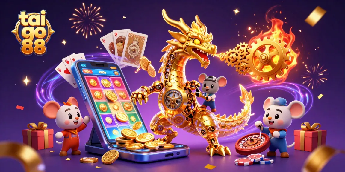 Win big at tai go 88 with vibrant slot games, golden coins, and colorful casino elements!