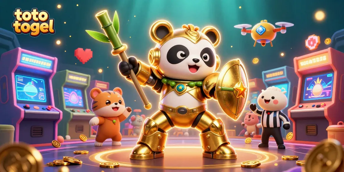 Engage in toto togel gaming excitement with colorful characters and dynamic arcade casino elements.