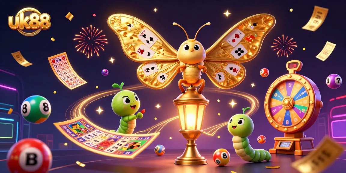 Engage with uk88's vibrant lottery scene featuring colorful elements and celebratory effects.