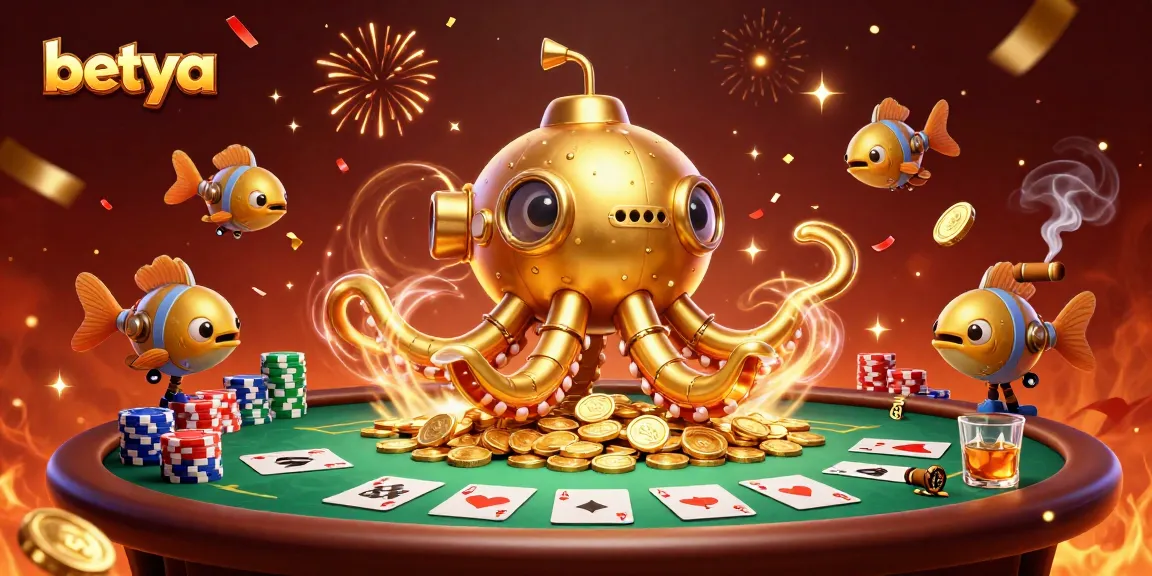 Engage in thrilling casino action with betya's golden kraken in a vibrant poker scene.