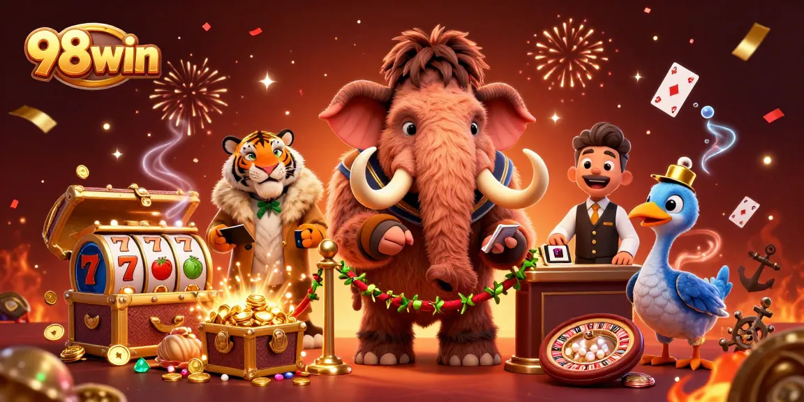 Experience the vibrant 98win casino scene with engaging characters and dynamic gaming elements.