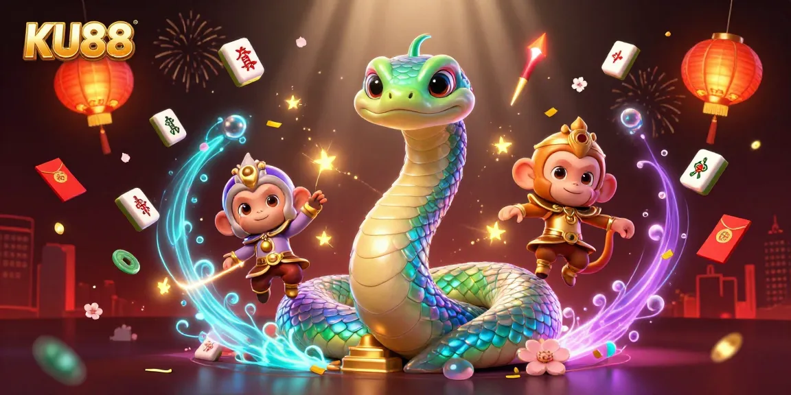 Experience winning moments with KU88 in this vibrant casino-themed illustration.