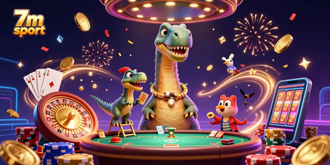 Engage with thrilling 7m sport action in a magical 3D casino scene with vibrant characters.