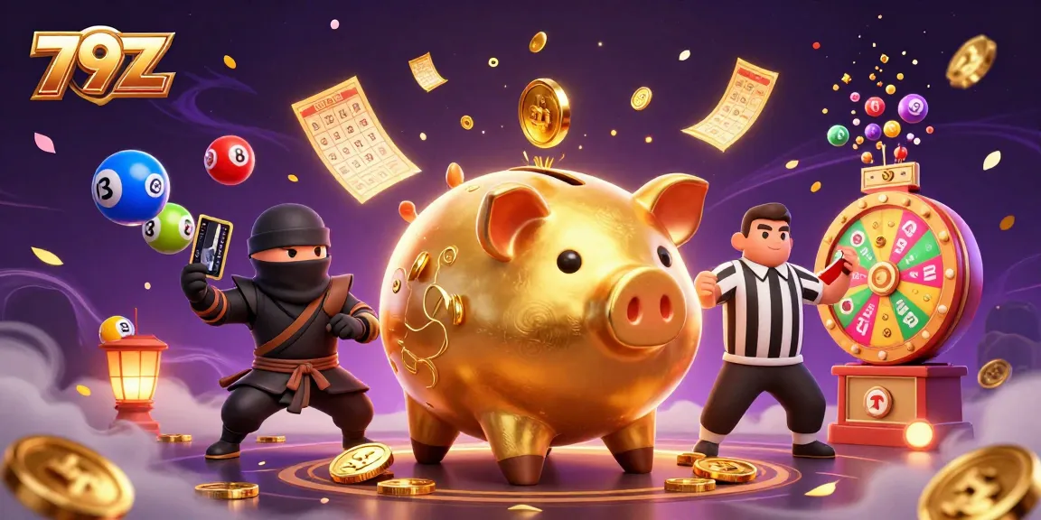 Experience thrilling action at 79Z with a lively scene featuring a sumo wrestler and colorful casino elements.
