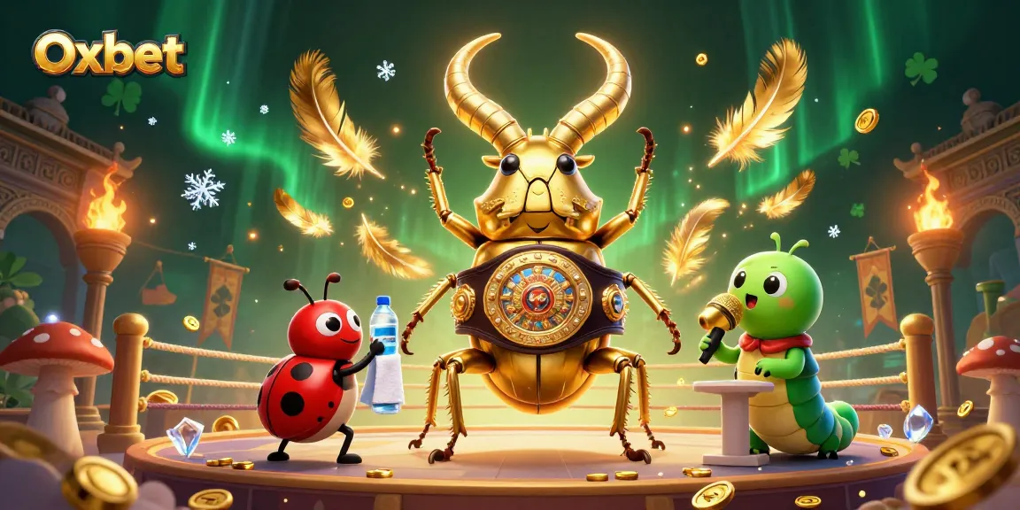 Engage with Oxbet's dynamic sports betting scene featuring a vibrant boxing champion beetle.