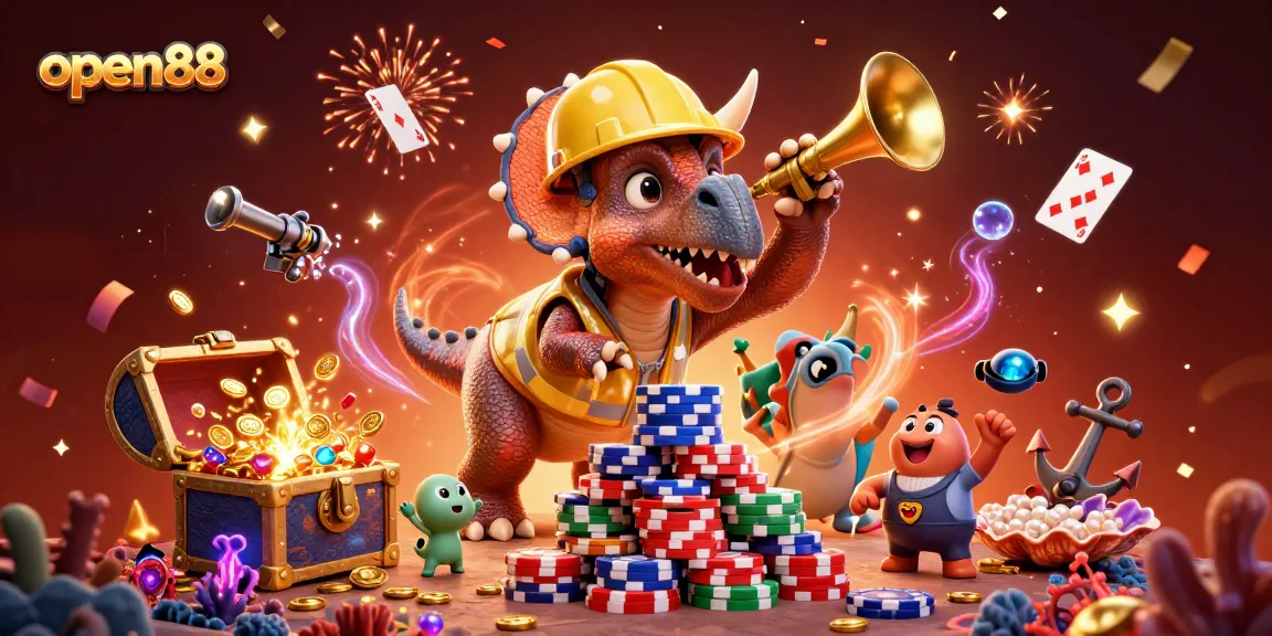 Join the thrilling excitement of open88 with vibrant casino elements celebrating big wins!