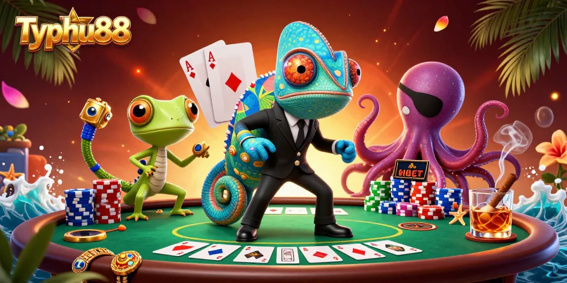 Win at Typhu88 with a thrilling poker scene featuring colorful chips and action-packed gameplay.