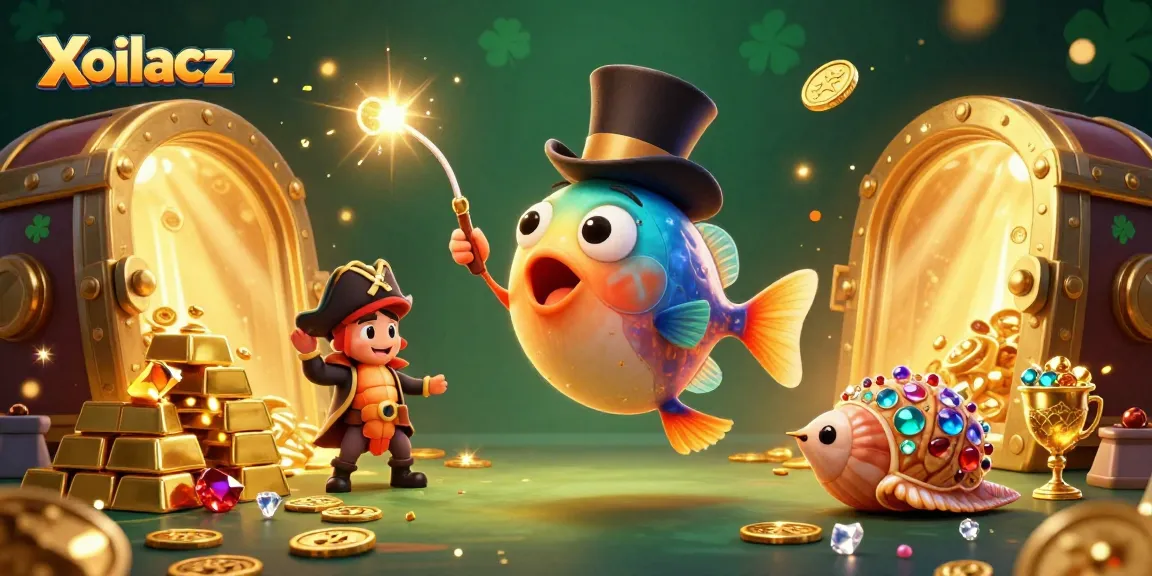 Experience thrilling gaming with Xoilacz, featuring rich details of golden coins and treasure in a vibrant casino scene.