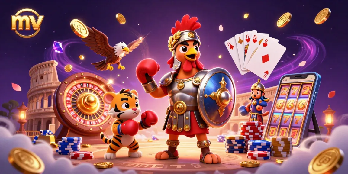 Winning at mv casino games with dynamic gladiator rooster and roulette elements.