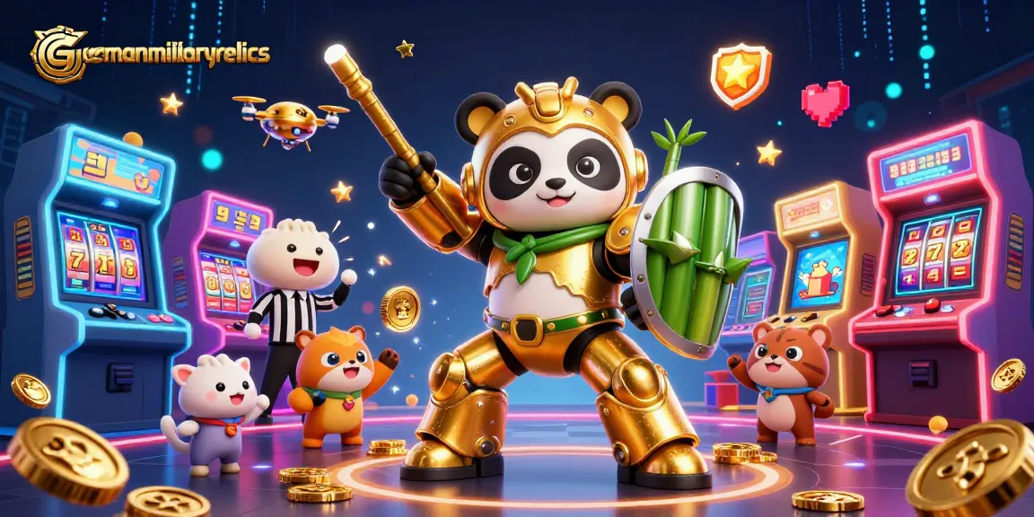 Experience the thrill of gambling with germanmilitaryrelics in an energetic game arena, showcasing exciting slot machines and lively characters.