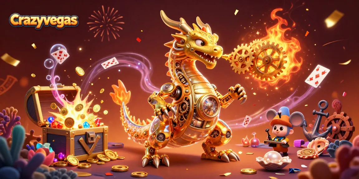 Experience the thrilling world of crazyvegas with a golden dragon and vibrant casino elements.
