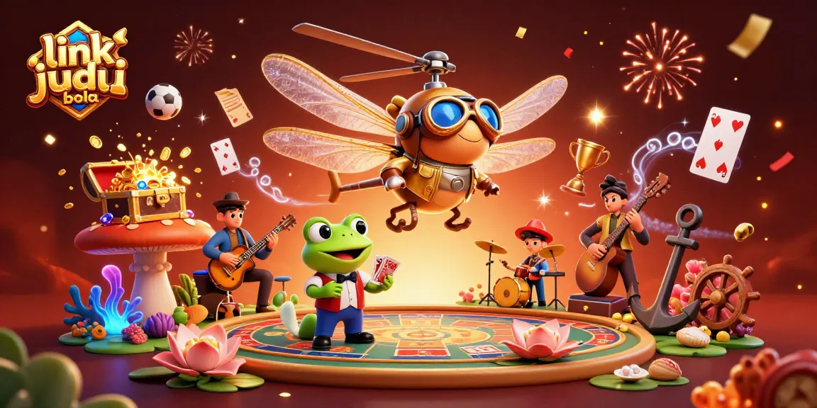 Experience the thrill of betting at link judi bola with a lively casino scene featuring unique characters and vibrant elements.