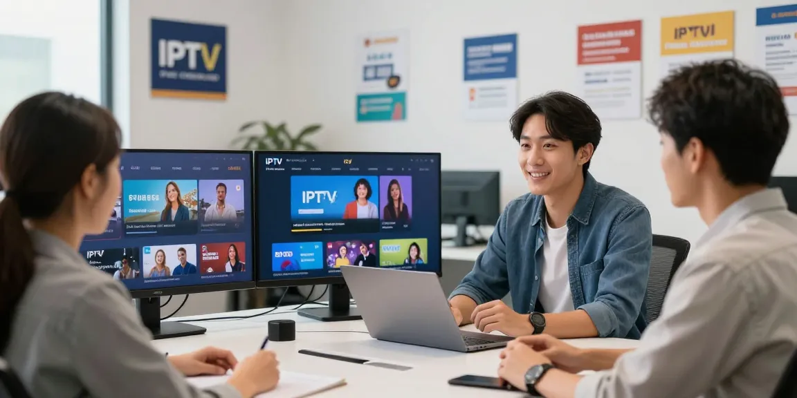 IPTV reseller showcasing local services in a professional office environment, trusted provider for nearby businesses.