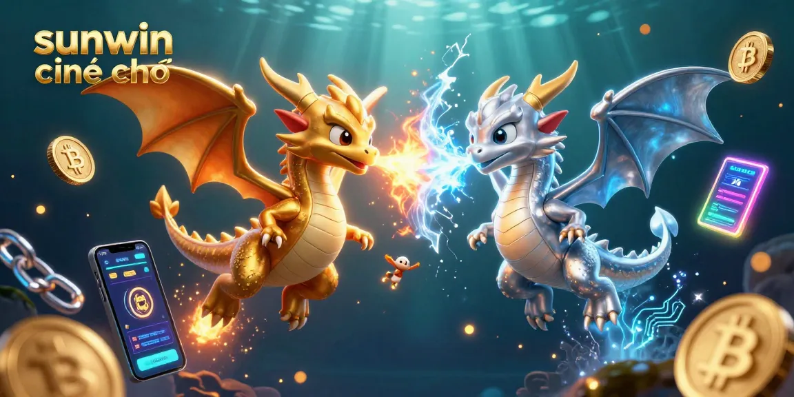 Immerse in sunwin chính chủ, where dragons battle in a vibrant casino world with crypto elements.